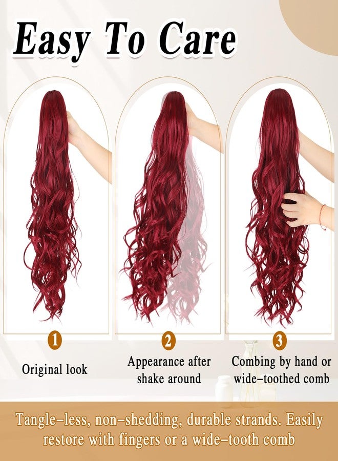 HMD Ponytail Extension,24 Inch Claw Clip Wavy Ponytail Extension Synthetic Pony tails Hair Extensions for Women Fluffy Natural Soft Hairpiece for Daily Party Use - Image 5